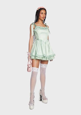 Takes The Cake Mini Dress - Light Green