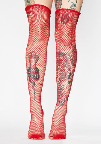 Fire La La Luxe Rhinestone Fishnet Stockings