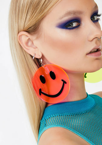 Neon Happy Sad Smiley Earrings