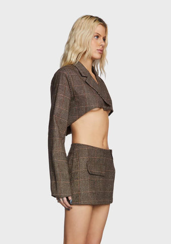 Plaid Cropped Blazer