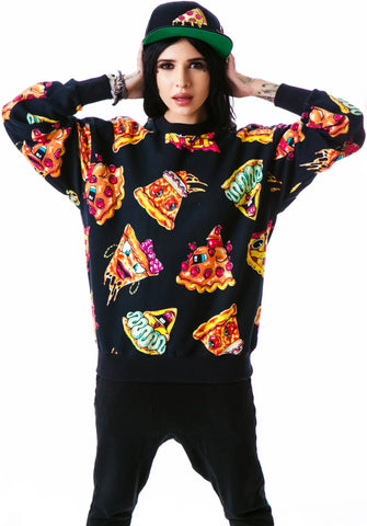 Pizza Pie Face Crew Pullover Sweatshirt