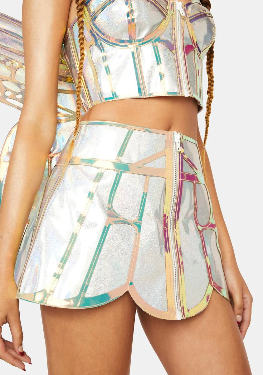 Butterfly Supreme Holographic Mini Skirt
