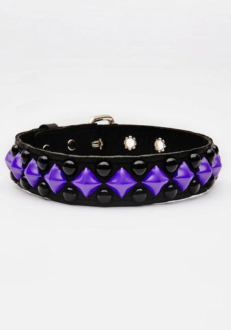 Purple & Black Studded Choker