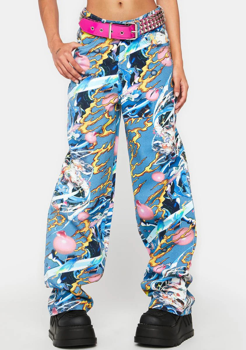 Anime Print Jeans