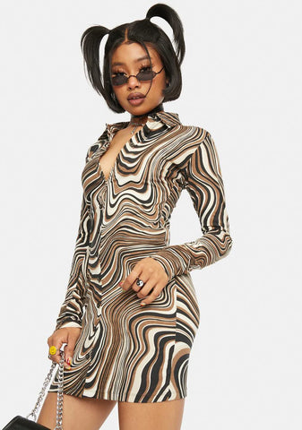 70s Ripple Avaya Mini Dress