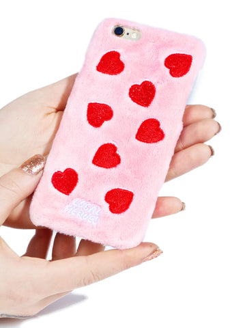 Red Hearts Fuzzy iPhone 6 Case