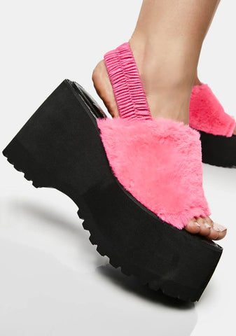 Pink Paladin Faux Fur Sandals