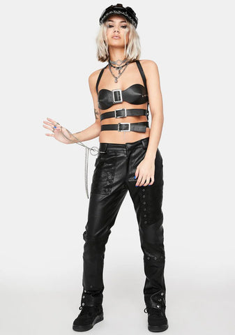 Vegan Leather Black Belt Bustier