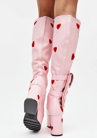Pink Isn't She Lovely Knee High Boots