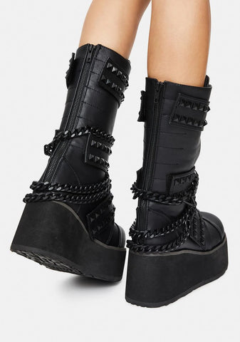 Watch Yourself Studded Platform Boots