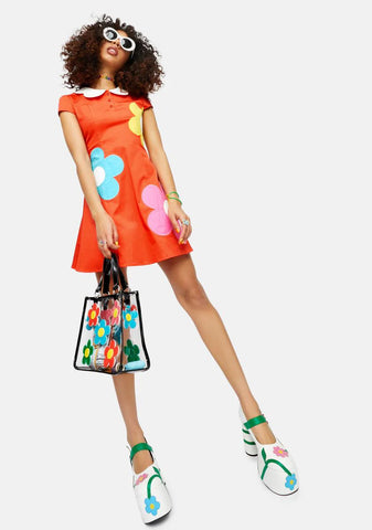 Diggin' Ur Stems Flower Applique Mini Dress