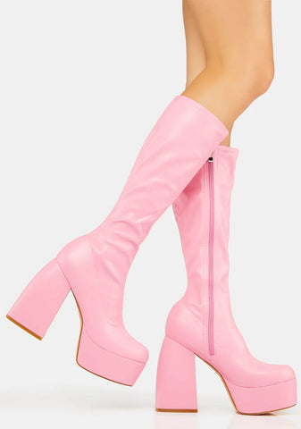 Bubblegum Raised By Retro Knee High Boots