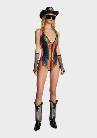 Rainbow Sequin Bodysuit