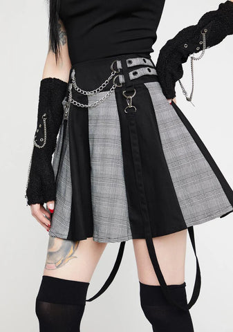 Straps Pleated Skirt