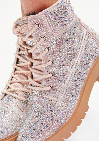 Rhinestone Hudson Combat Boots