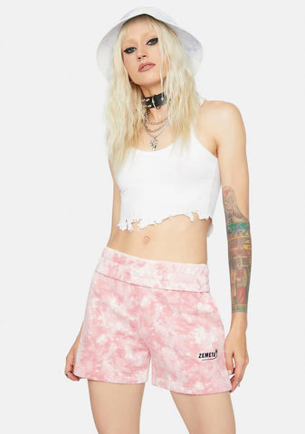 Pink Tie Dye Sweats Shorts