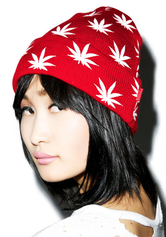 All Over Mary Jane Beanie - Red