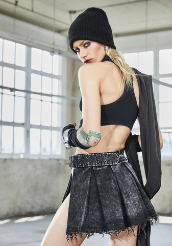 Bassline Distressed Mini Skirt