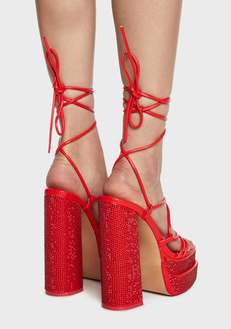 Red Glow Girl Block Heels