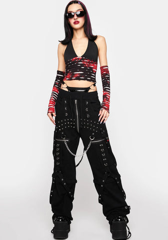 Distressed Mess Top And Arm Warmers