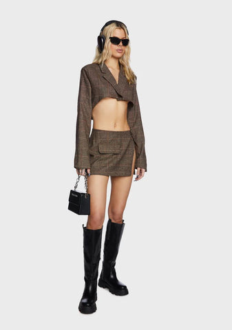 Plaid Cropped Blazer