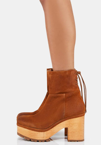 Warm Cognac Kenna Platform Clogs