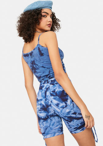 Navy Heat Wave Ruched Biker Shorts