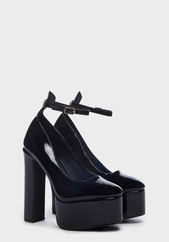Black Luciana Patent Platform Heels