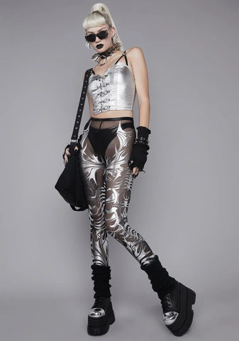 Cyberpunk Cinema Metallic Bustier Top