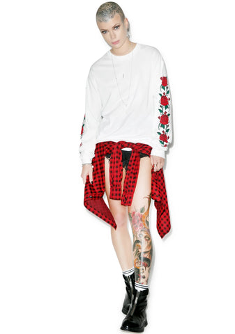 Smell The Roses Long Sleeve Tee - Light Pink