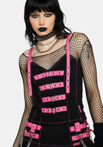Pink Buckle Corset Top