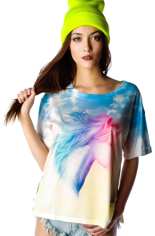 Wish Upon A Rainbow Unicorn Tee - Pink