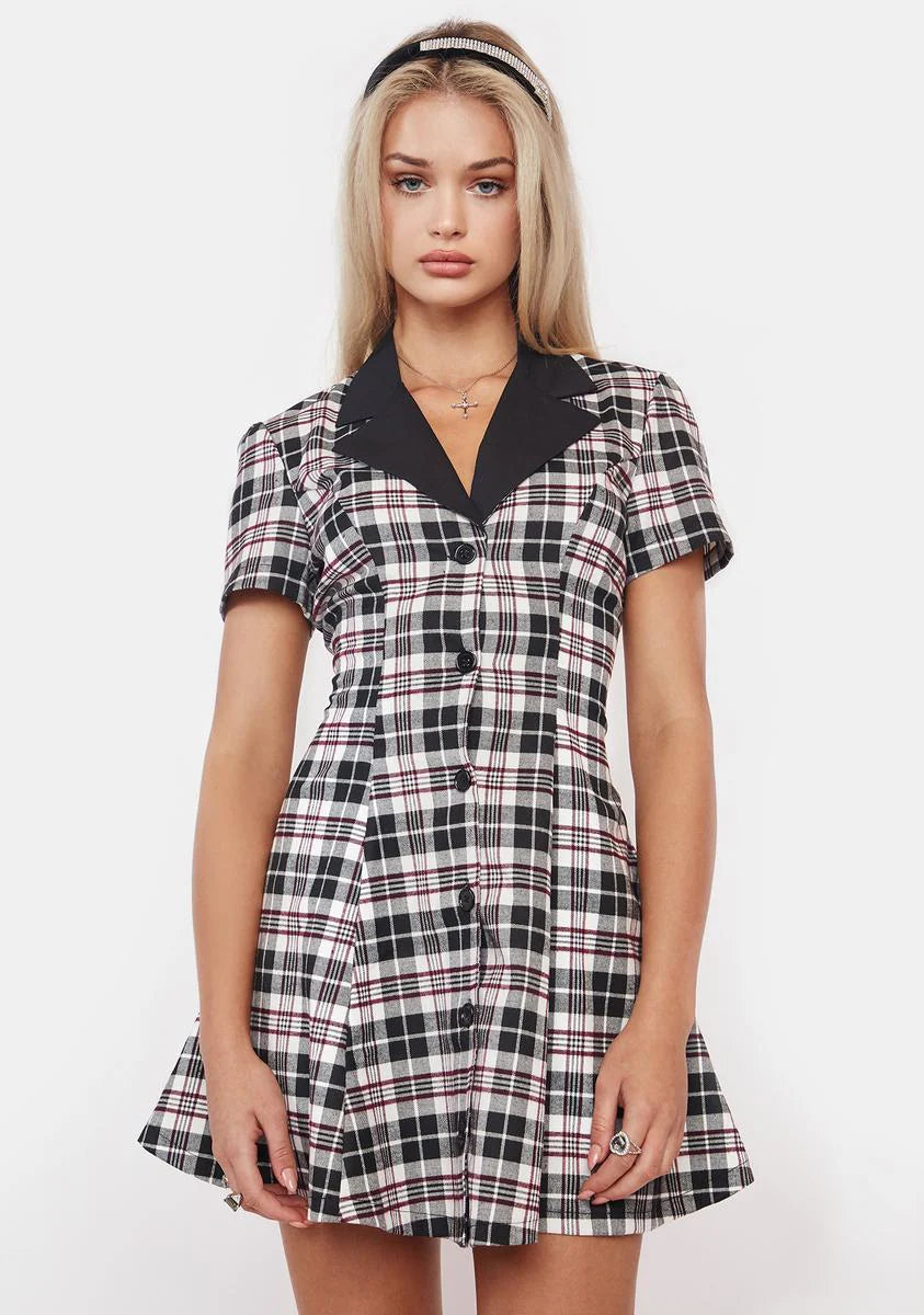 Wine You Don't Exist Plaid Dress