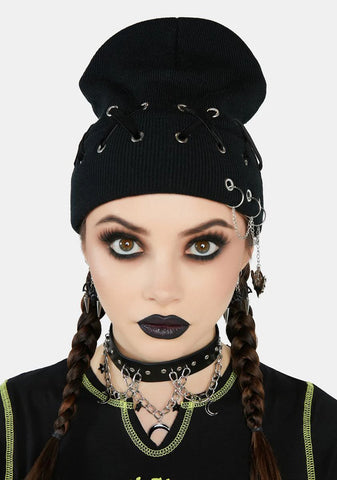 Dead End Street Lace-Up Beanie
