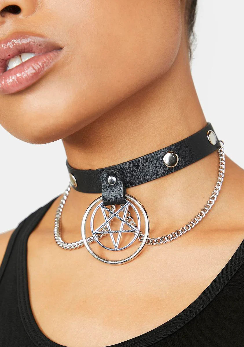 Empty Threat Vegan Leather Choker Necklace