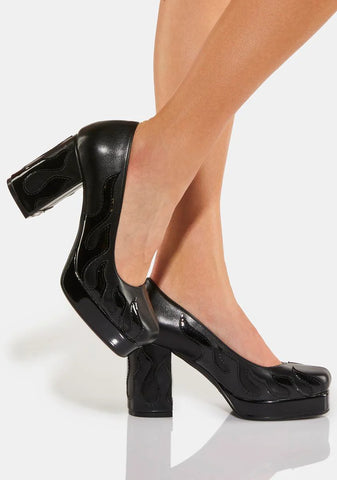 Black Changed Block Heels