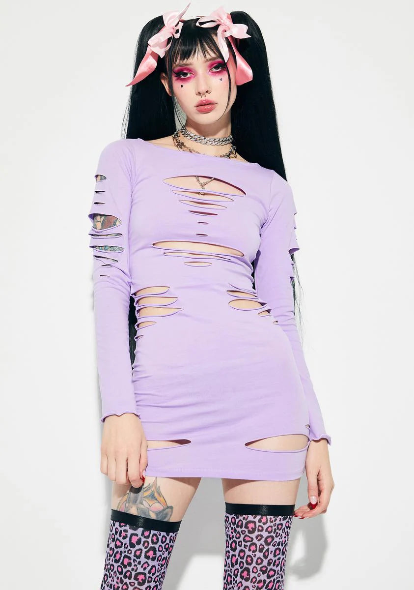 Sick Of Waiting Slashed Mini Dress