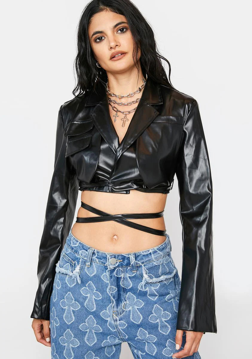 Noir Good Ish Vegan Leather Blazer
