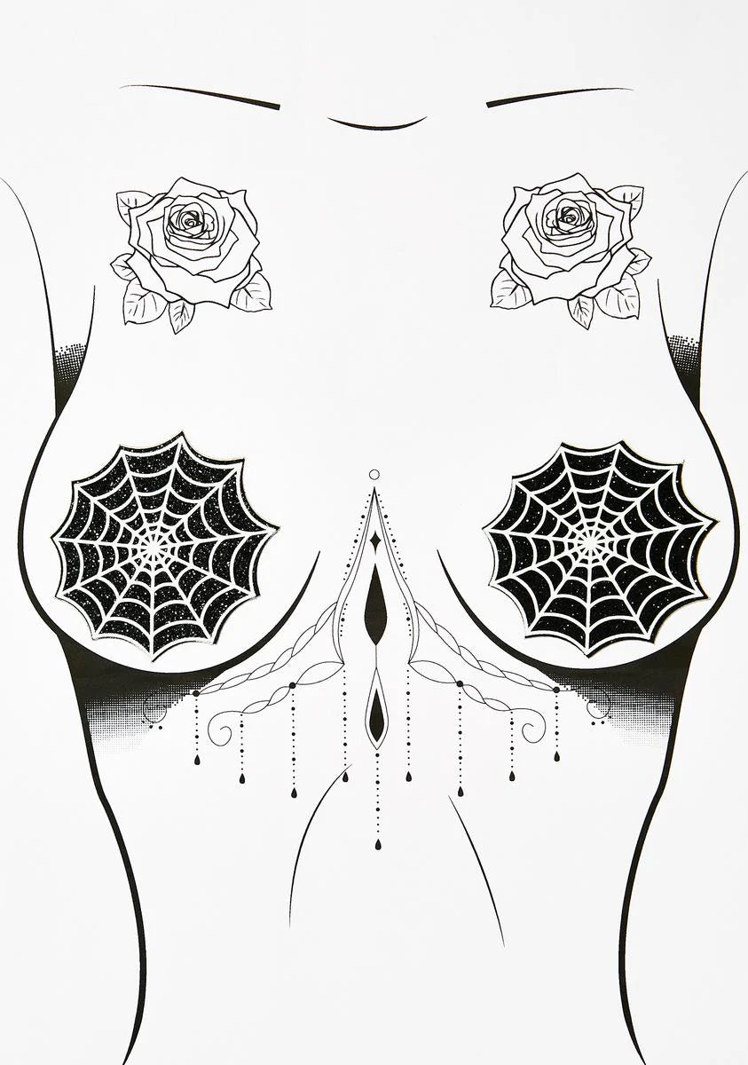 Blacklight Spider Web Glitter Pasties