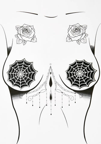 Blacklight Spider Web Glitter Pasties