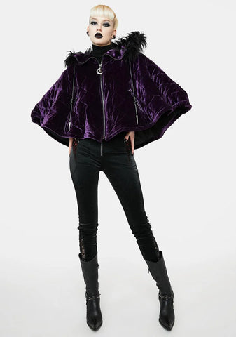 Violet Quilted Velvet Cloak