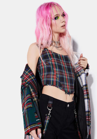 Riot Squad Plaid Corset Top