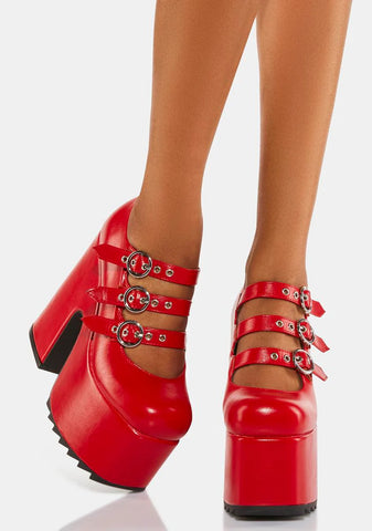 Red Safety Platform Heels