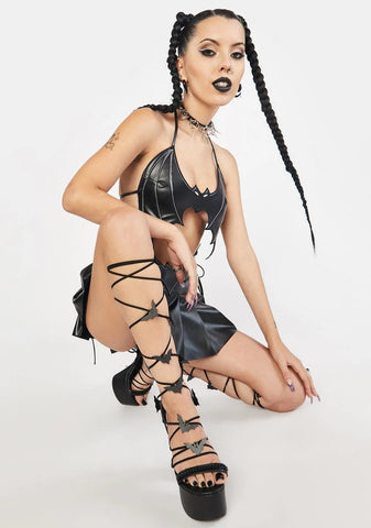 Spooky Pixie Queen Lace Up Heels