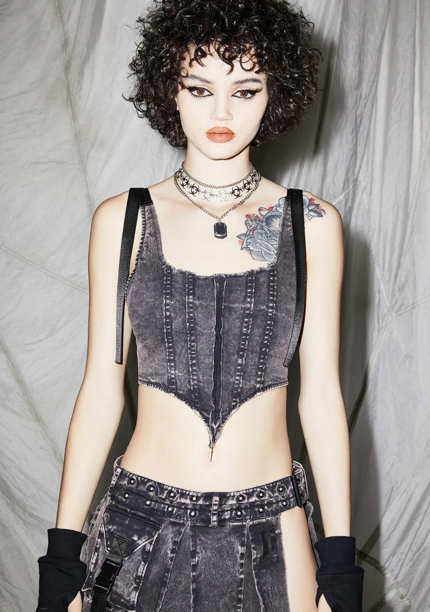 Reverb Washed Denim Corset Top