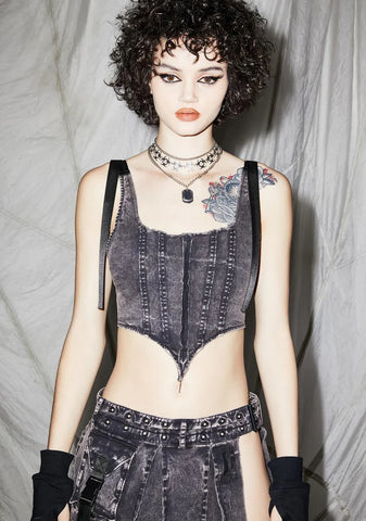 Reverb Washed Denim Corset Top