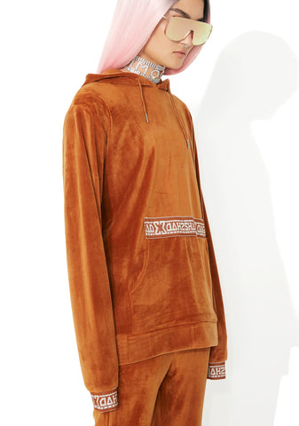 Rust Velour Hooded Sweat