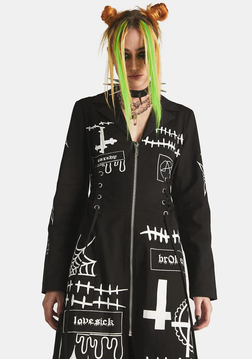 Gray Skiez Graphic Trench Coat