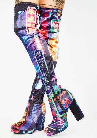 Midnight City Thigh High Boots