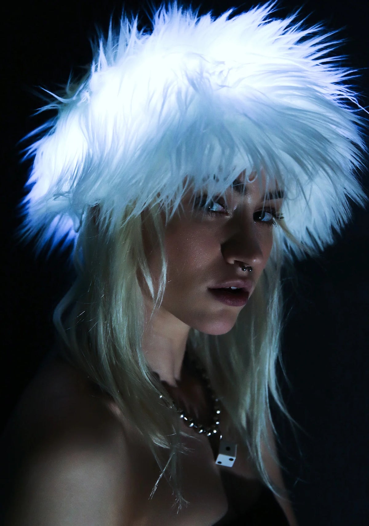 Lit White Fur Cap